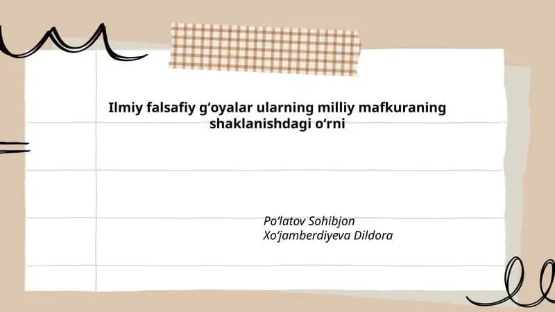 Ilmiy falsafiy gʻoyalar ularning milliy mafkuraning shaklanishdagi oʻrni