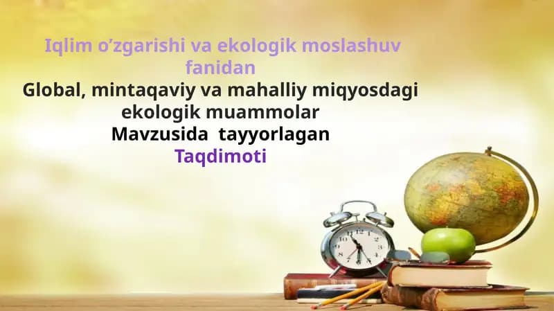 Global, mintaqaviy va mahalliy miqyosdagi ekologik muammolar