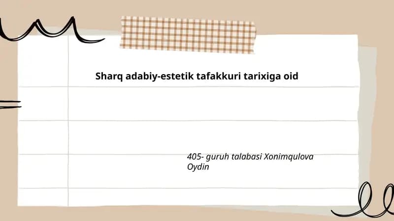 Sharq adabiy-estetik tafakkuri tarixiga oid