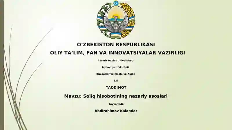 Soliq hisobotining nazariy asoslari