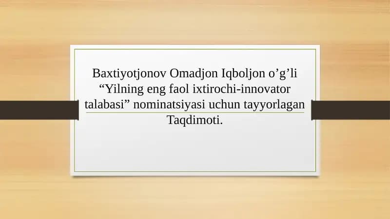 Yilning eng faol ixtirochi-innovatortalabasi