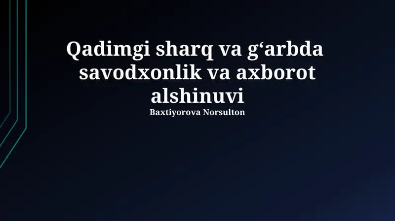 Qadimgi Sharq va G'arbda Savodxonlik