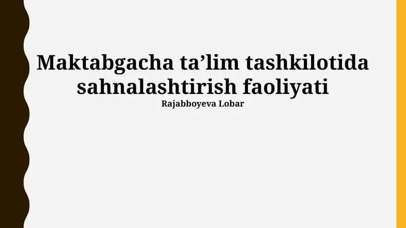 Sahnalashtirish faoliyati
