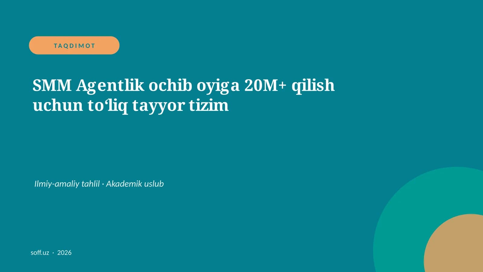 SMM Agentlik ochib oyiga 20M+ qilish uchun to‘liq tayyor tizim