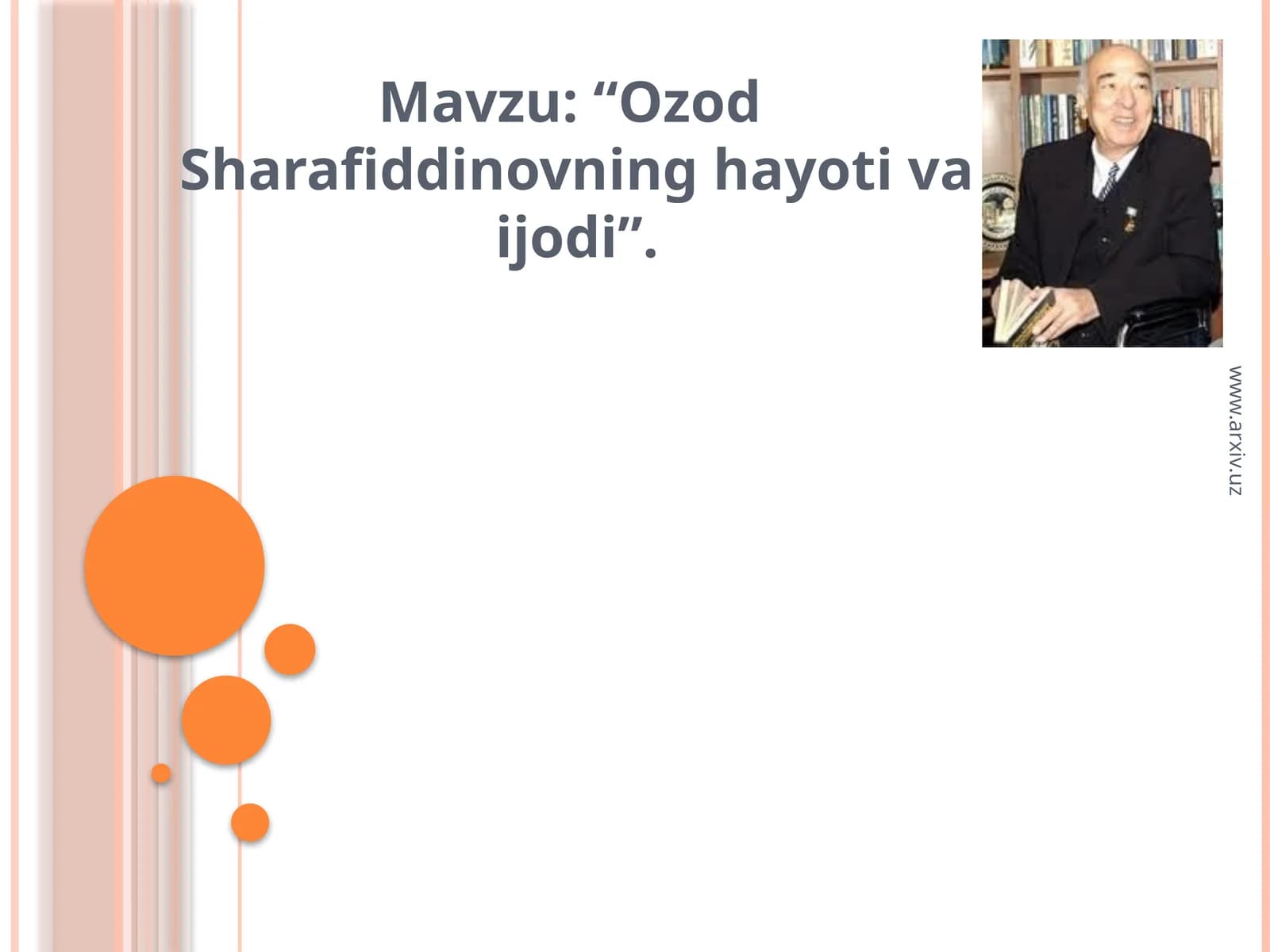 O'zbek adabiyotining yirik vakili Ozod Sharafiddinov