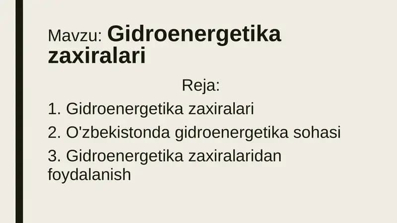 Gidroenergetika zaxiralari