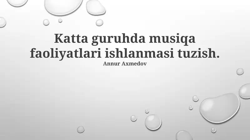 Katta guruhda musiqa faoliyatlari ishlanmasi tuzish