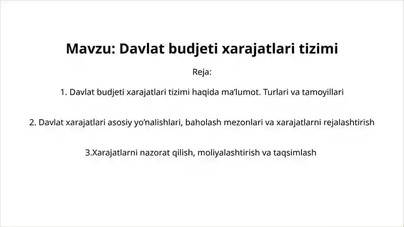 Davlat budjeti xarajatlari tizimi