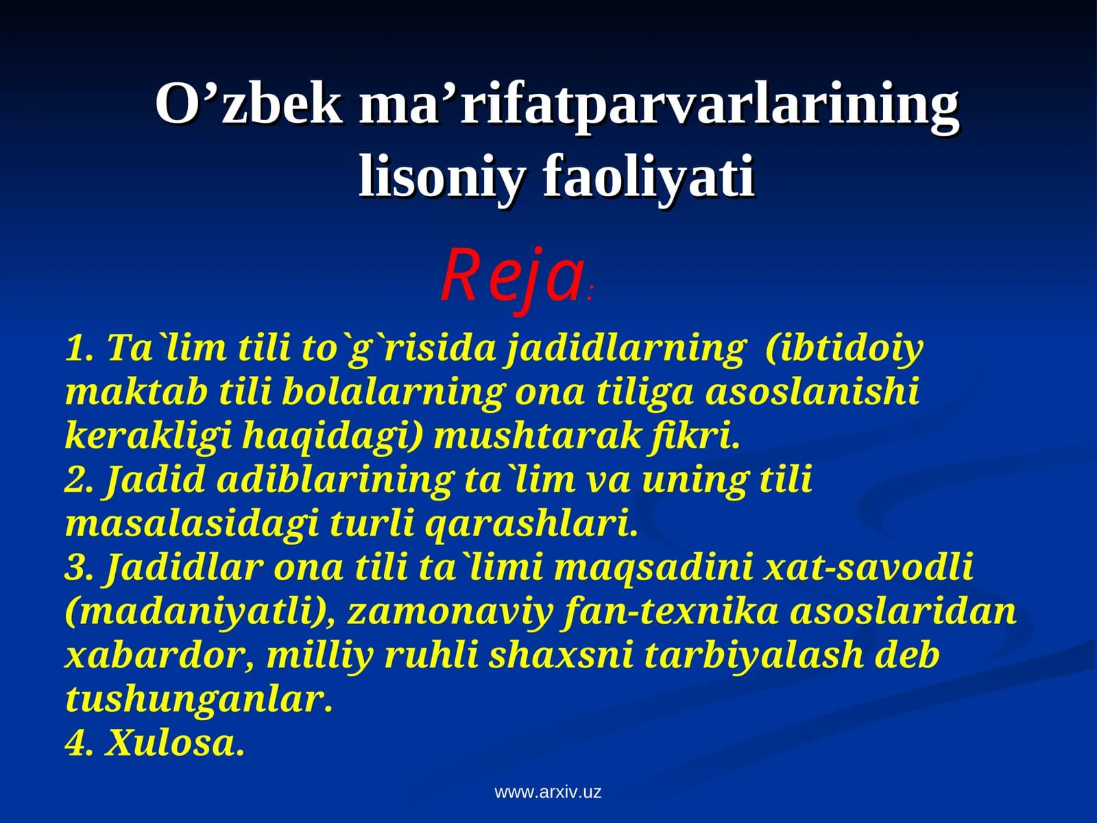 O’zbek ma’rifatparvarlarining lisoniy faoliyati