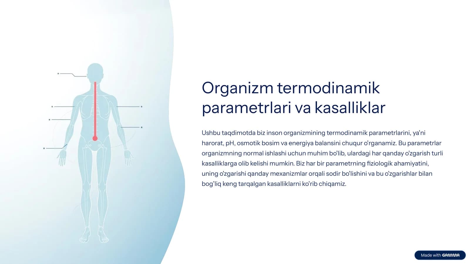 Organizmning termodinamik parametrlari
