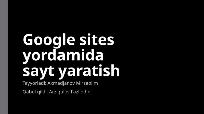 Google Sites bilan veb-sayt yaratish