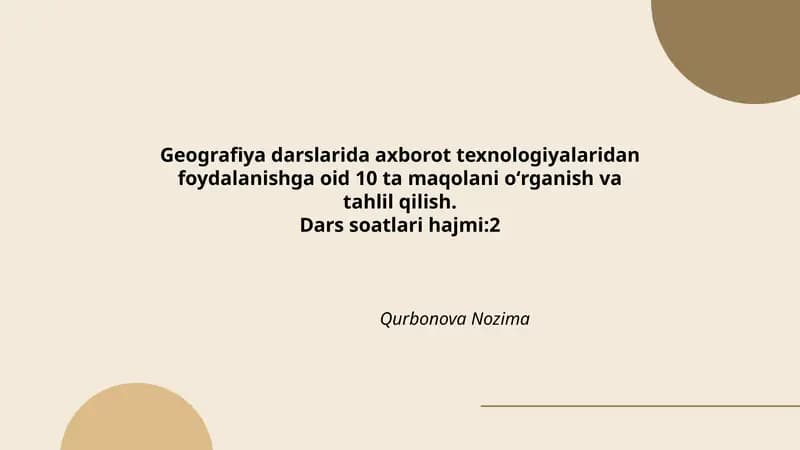 Geografiya darslarida axborot texnologiyalari