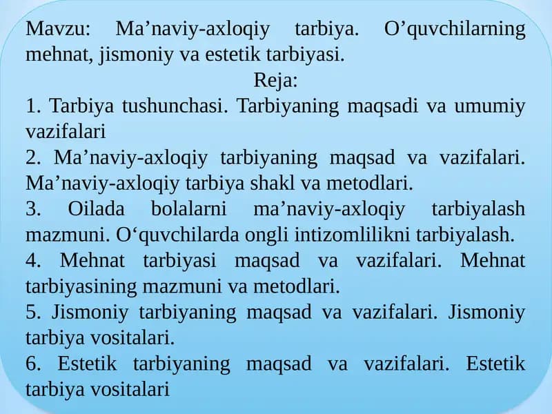 Ma’naviy-axloqiy tarbiya
