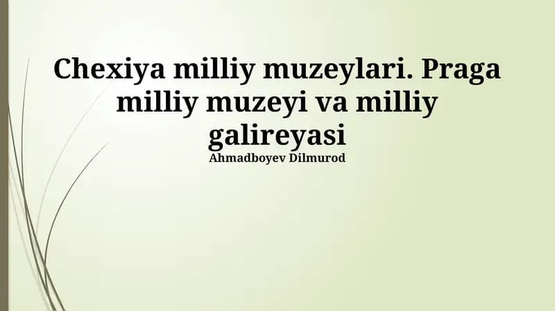 Chexiya milliy muzeylari. Praga milliy muzeyi va milliy galereyasi