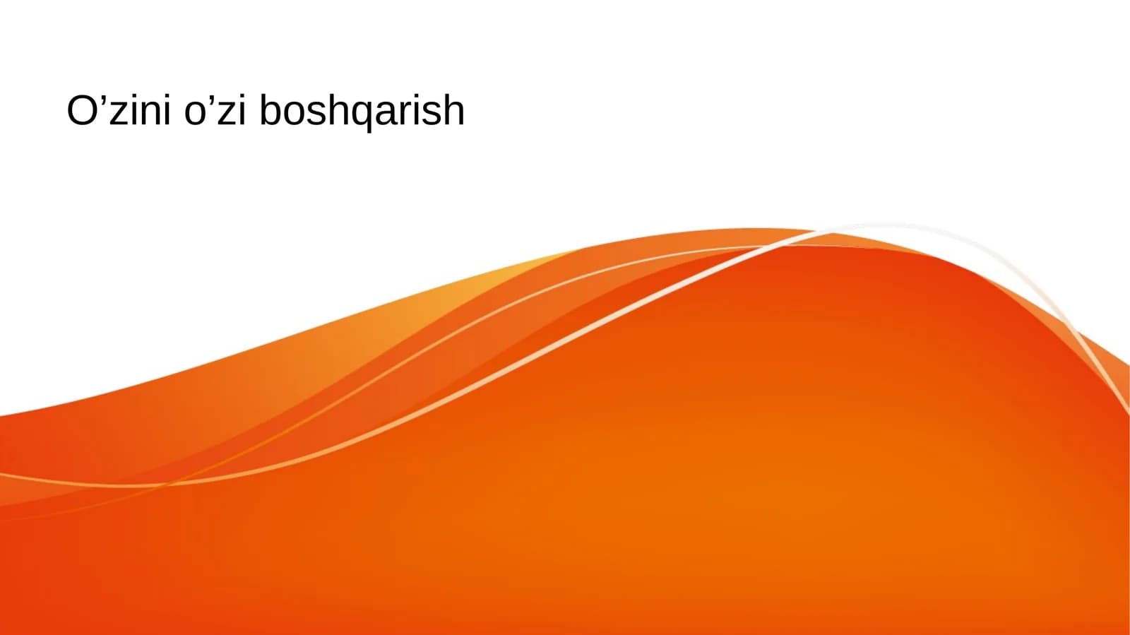 O’zini o’zi boshqarish