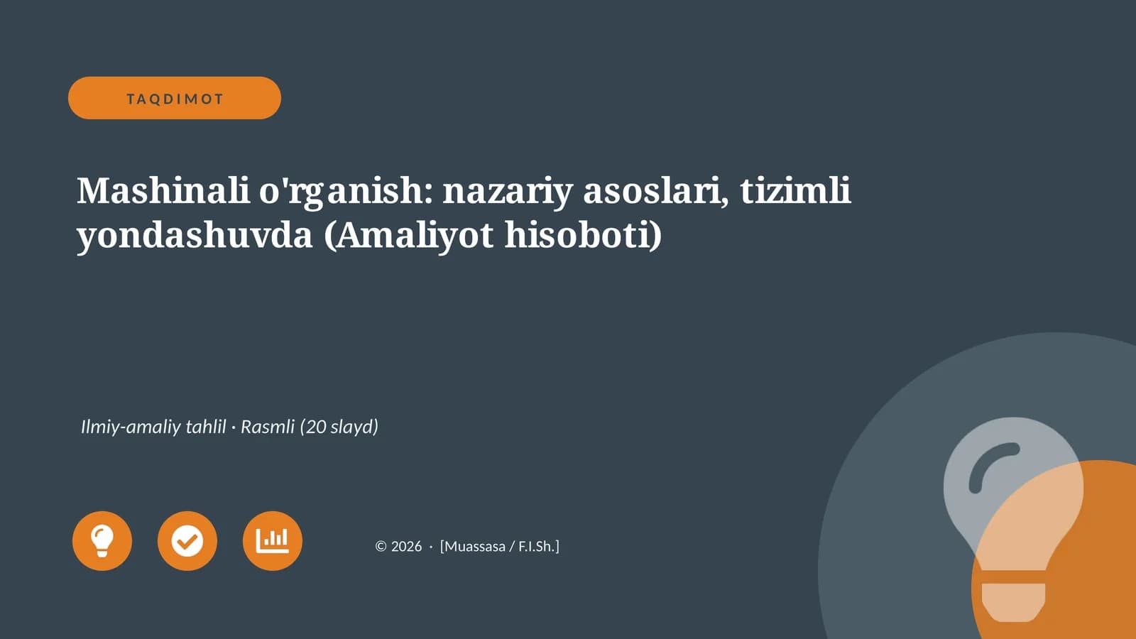 Mashinali o'rganish: nazariy asoslari, tizimli yondashuvda (Amaliyot hisoboti)