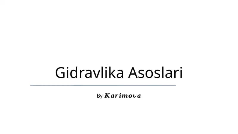 Gidravlika Asoslari