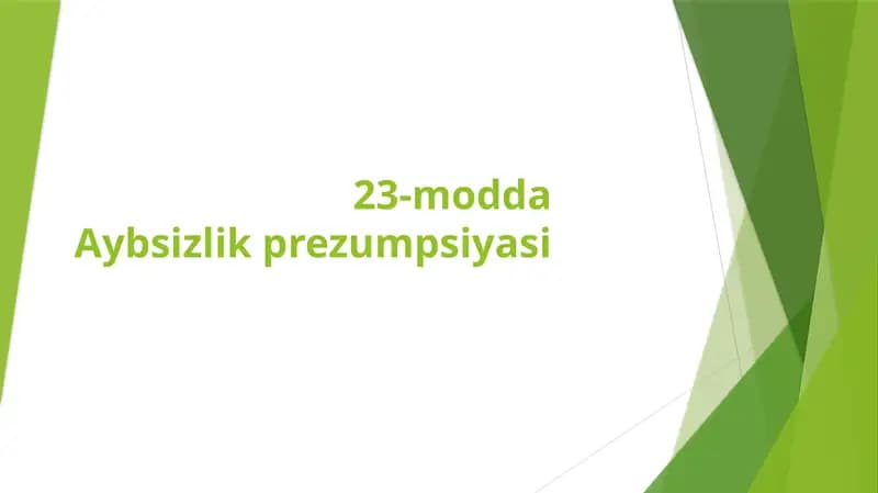 23-modda Aybsizlik prezumpsiyasi