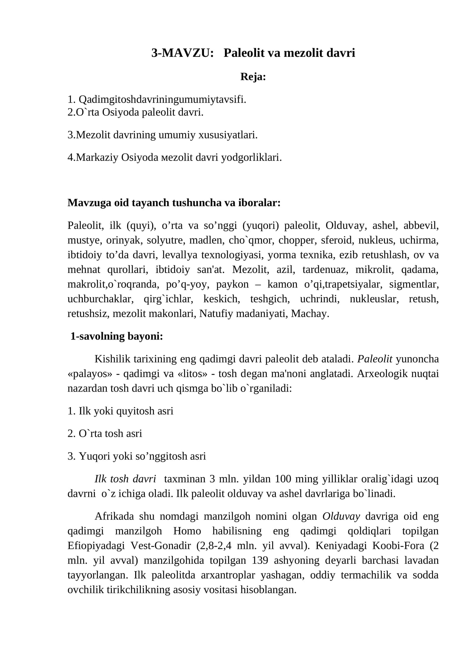 Paleolit va mezolit davri