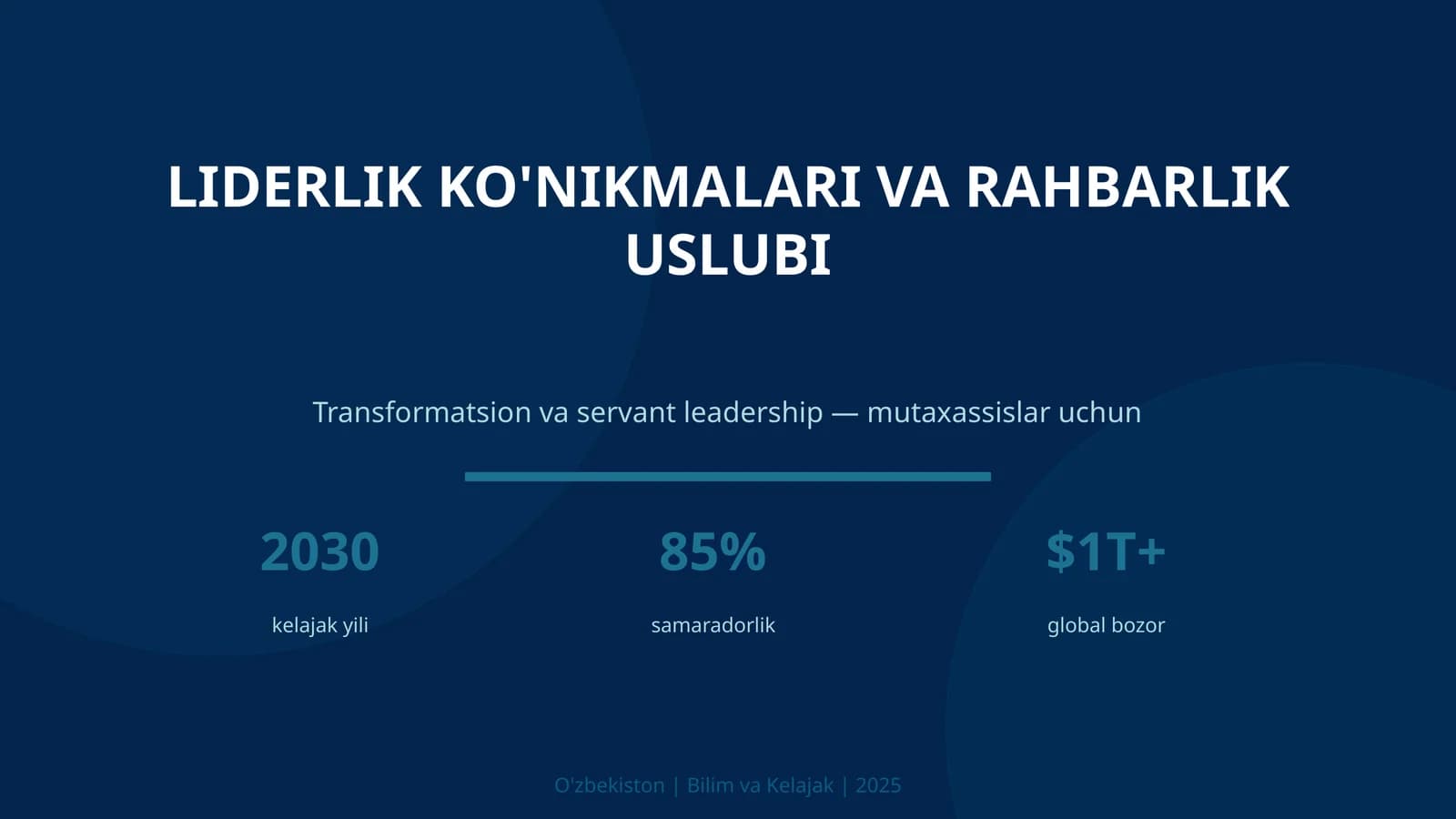 Liderlik ko'nikmalari va rahbarlik uslubi