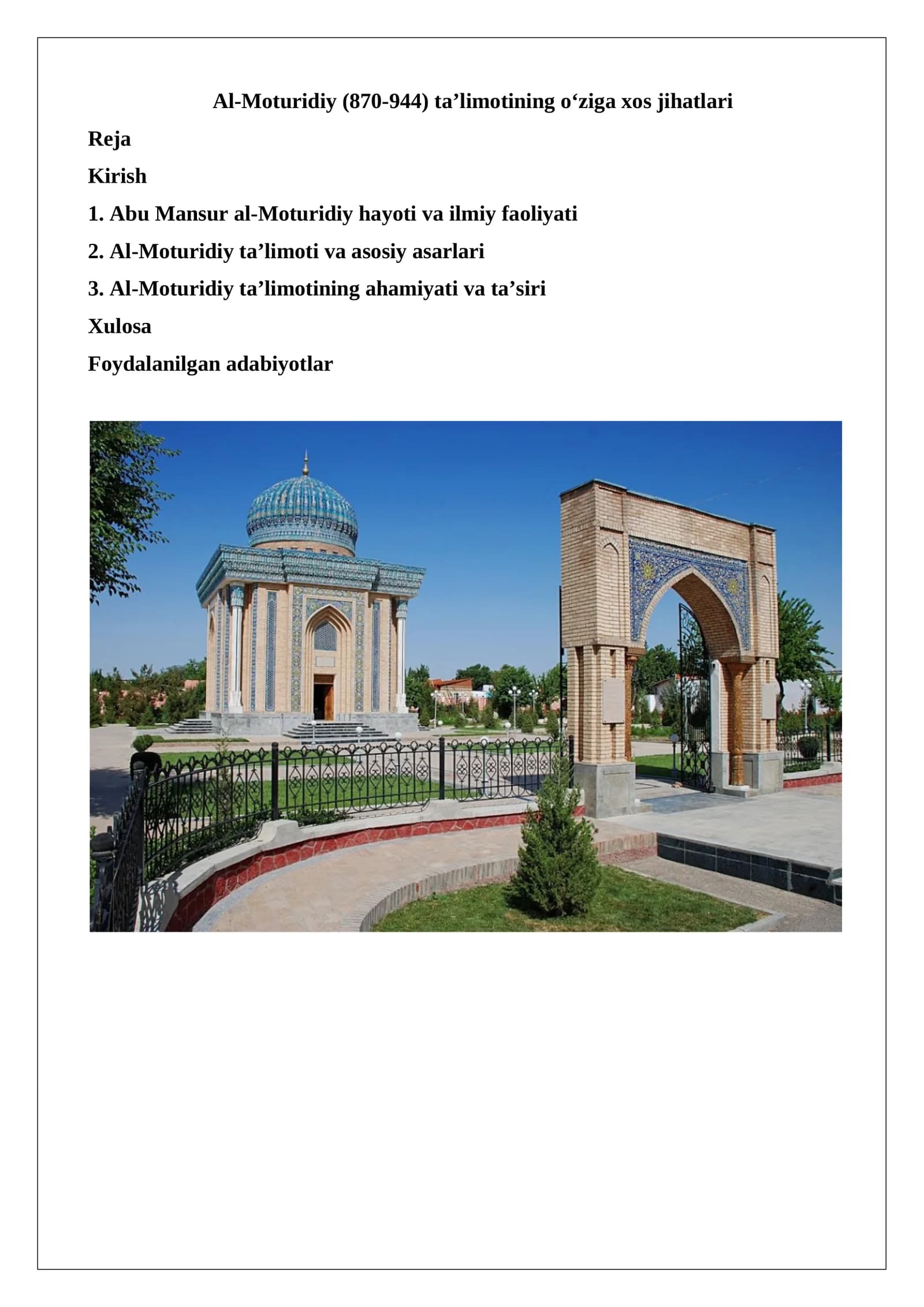 Al-Moturidiy ta’limoti