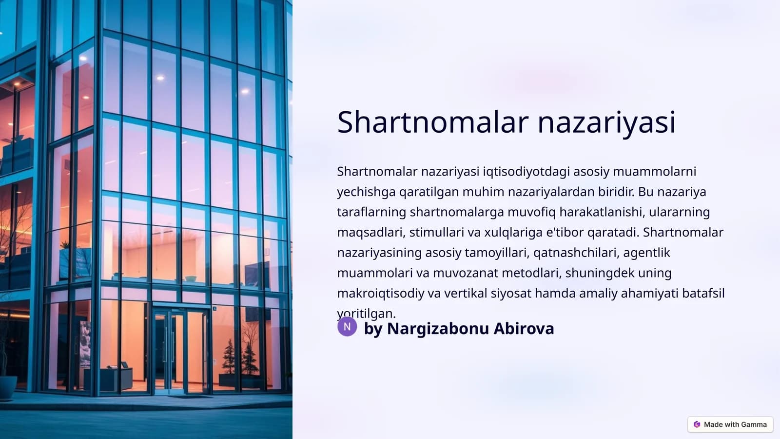 Shartnomalar nazariyasi