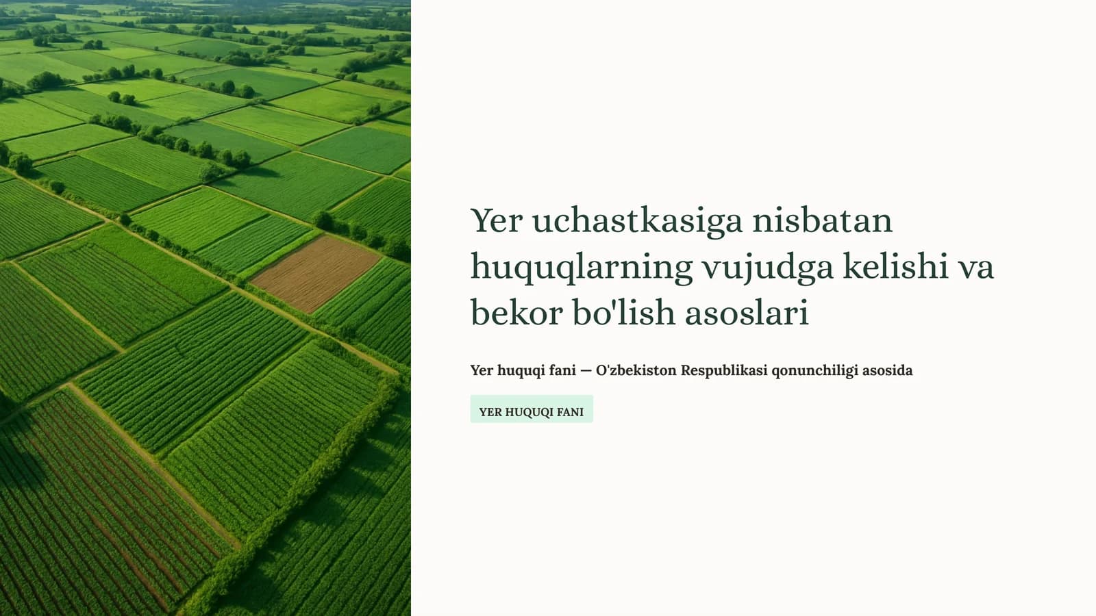 Yer uchastkasiga nisbatan huquqlarning vujudga kelishi va bekor bo'lish asoslari