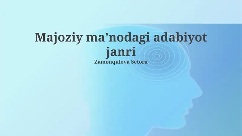 Majoziy maʼnodagi adabiyot janri