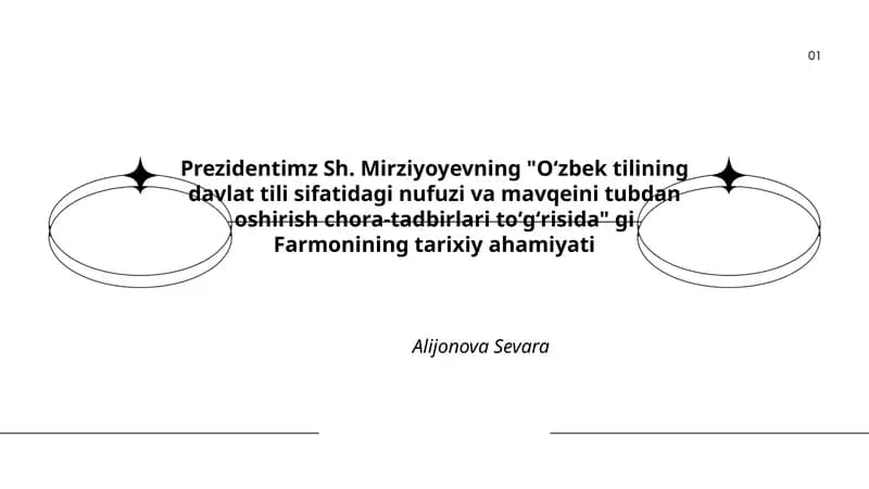 Oʻzbek tilining davlat tili sifatidagi nufuzi va mavqeini tubdan oshirish chora-tadbirlari