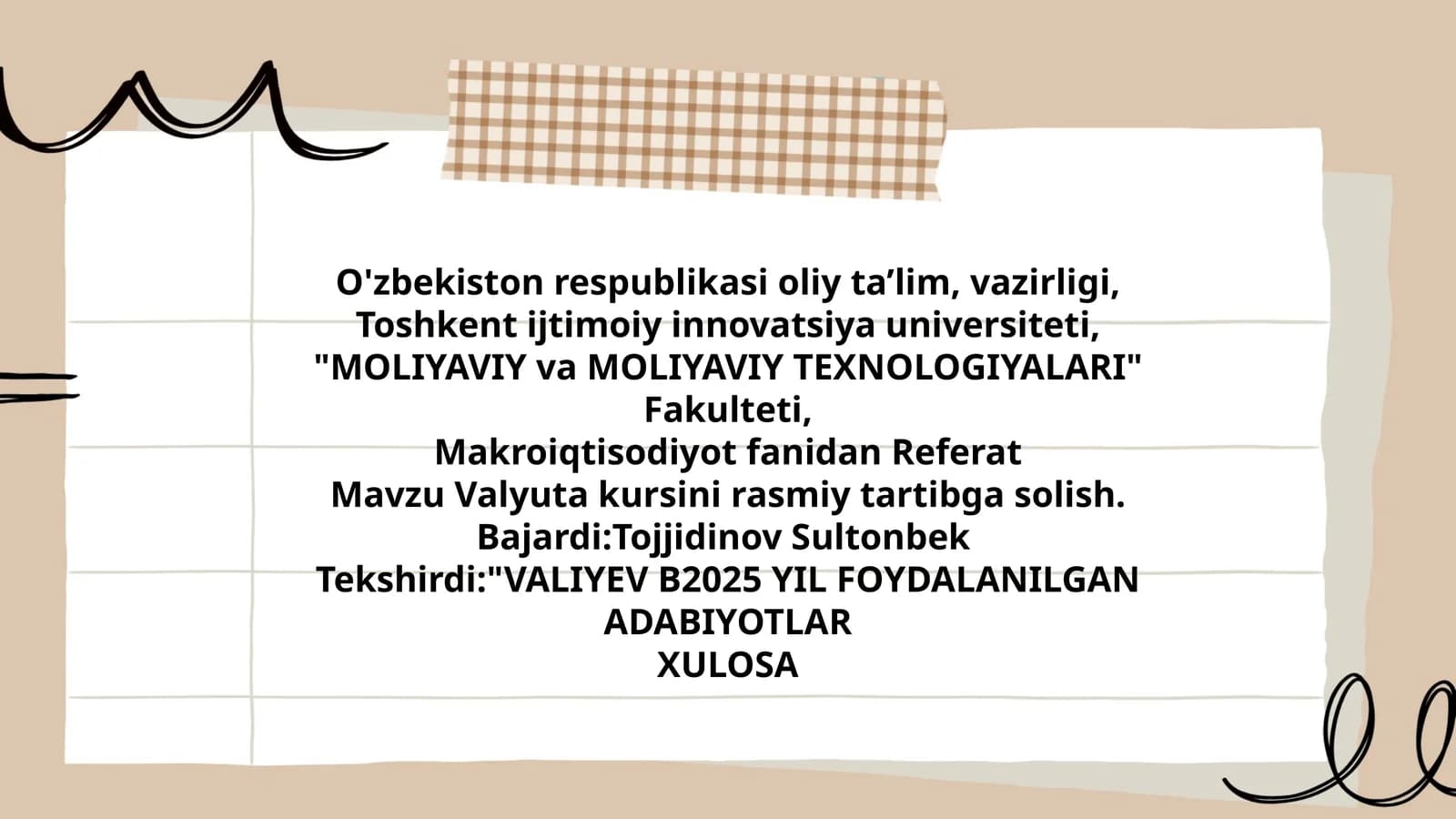 VALIYEV B2025 YIL FOYDALANILGAN ADABIYOTLAR