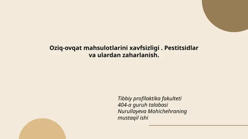 Pestitsidlar va ulardan zaharlanish