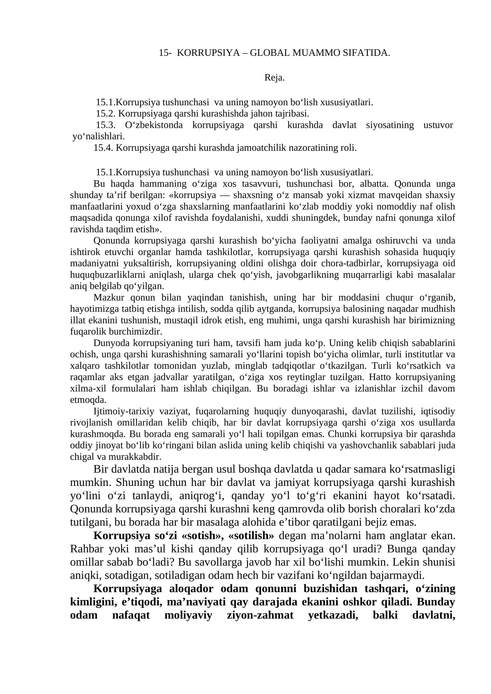 Korrupsiya – Global muammo sifatida