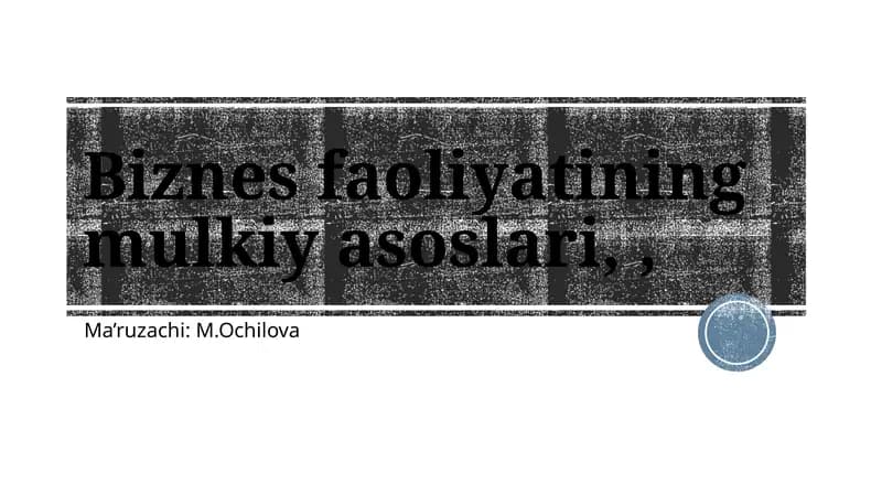 Biznes faoliyatining mulkiy asoslari