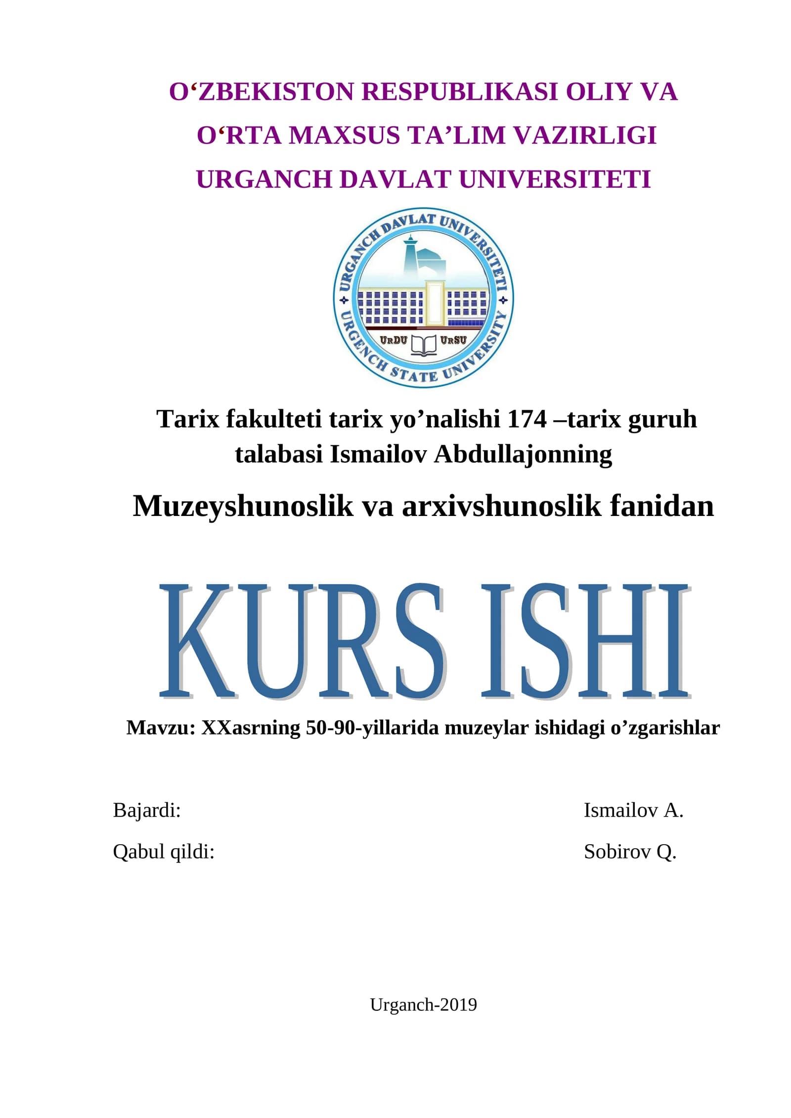50-90-yillarida muzeylar ishidagi o’zgarishlar