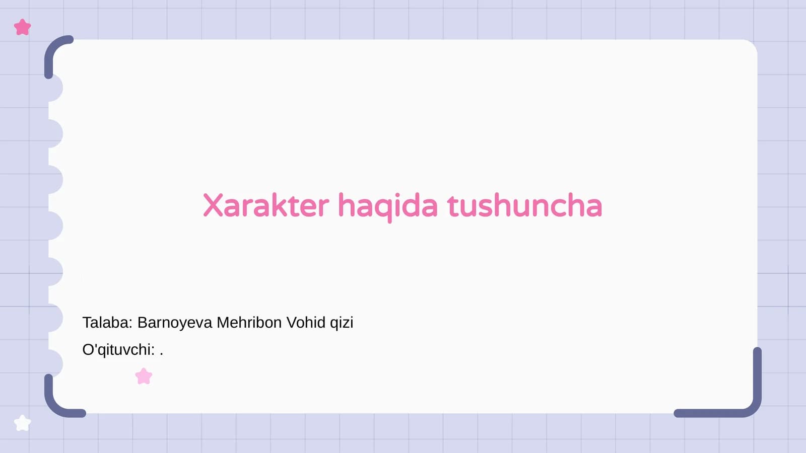 Xarakter haqida tushuncha