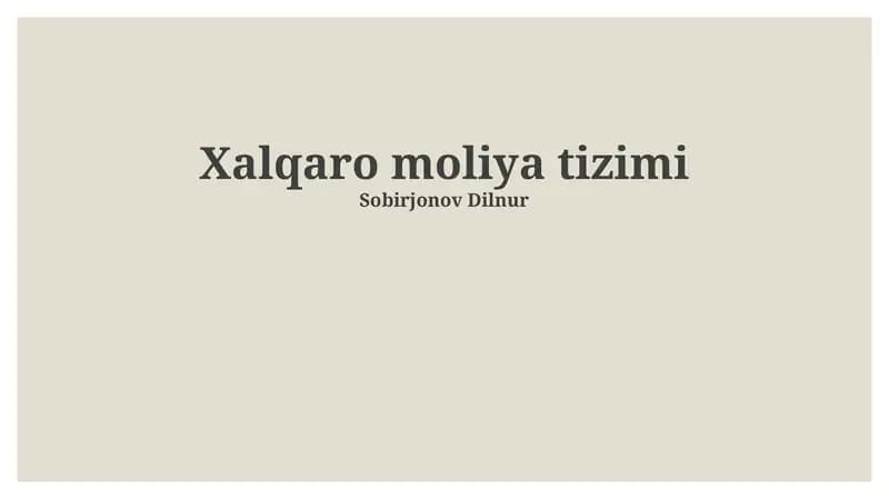Xalqaro moliya tizimi