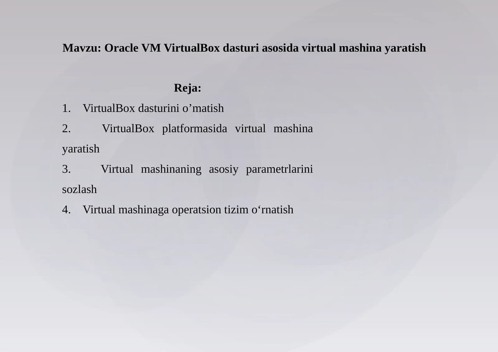 Oracle VM VirtualBox dasturiasosidavirtualmashinayaratish