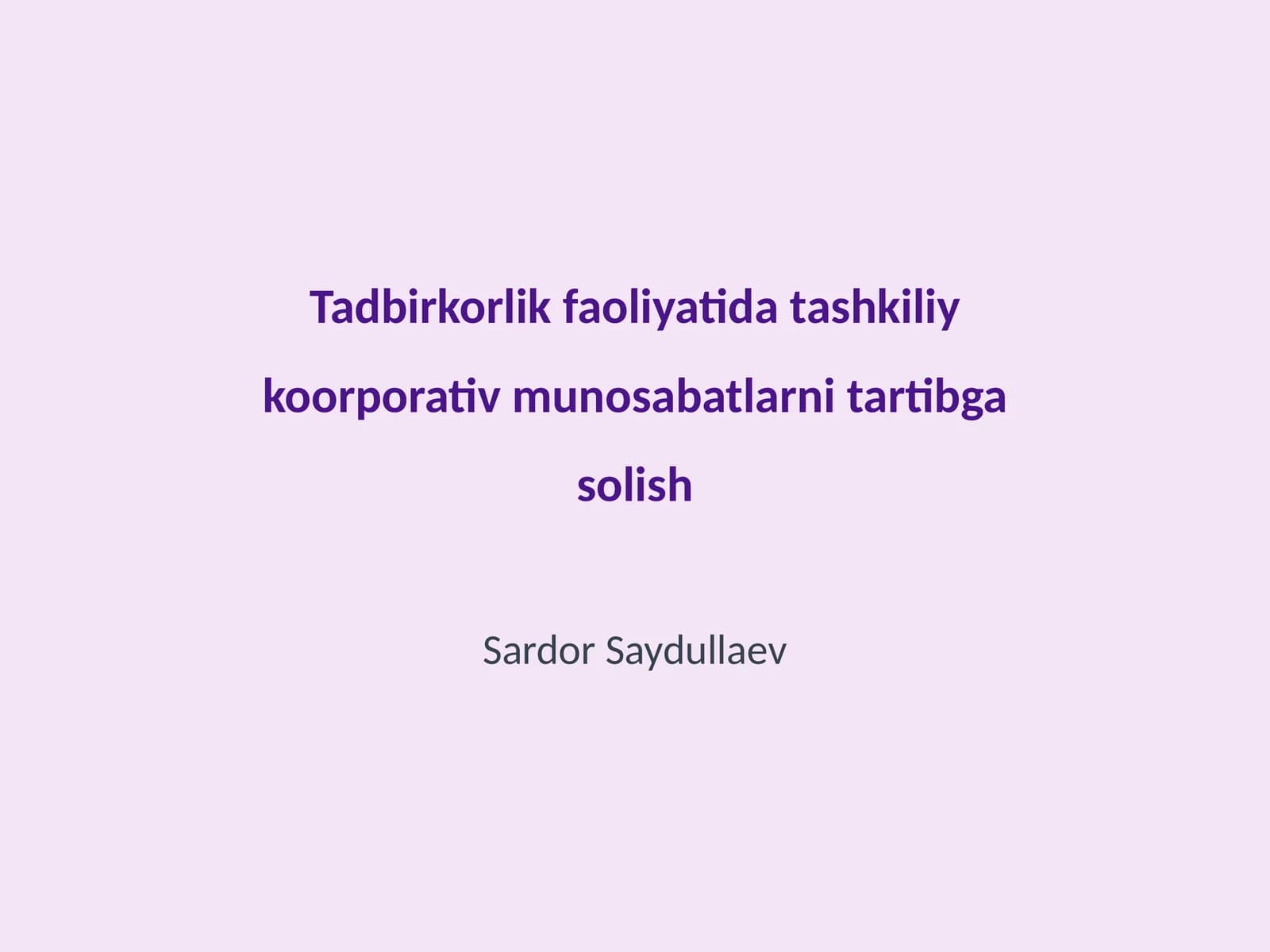 Korporativ munosabatlarni tartibga solish