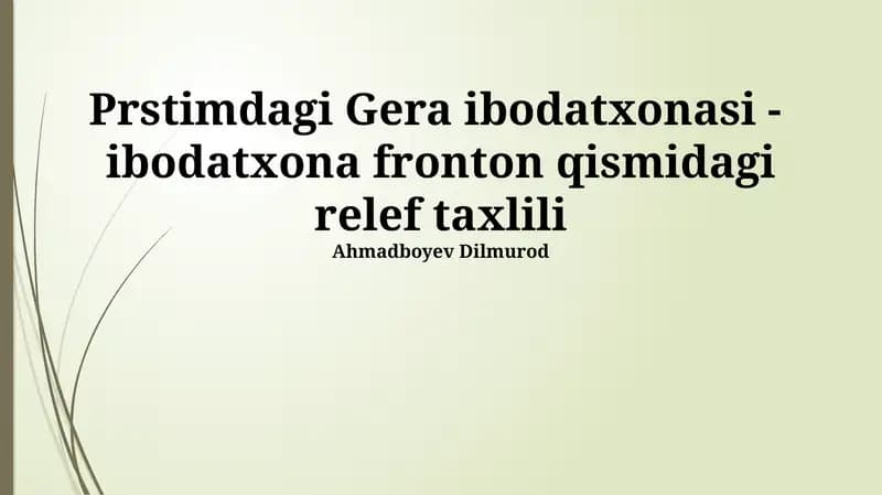Prstimdagi Gera ibodatxonasi - ibodatxona fronton qismidagi relef taxlili