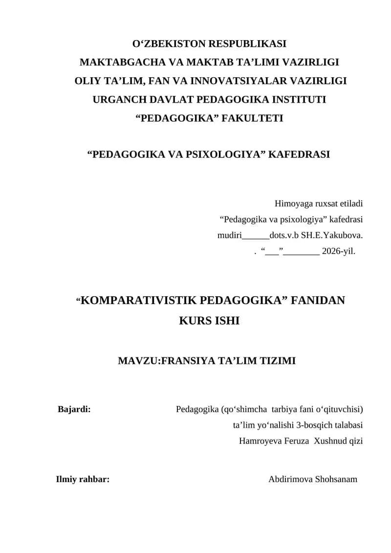 FRANSIYA TA’LIM TIZIMI