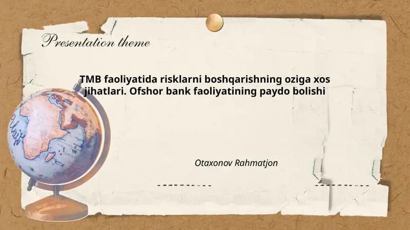TMB faoliyatida risklarni boshqarishning oziga xos jihatlari