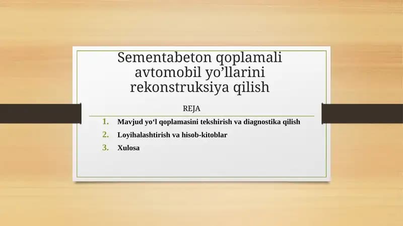 Mavjud yo‘l qoplamasini tekshirish va diagnostika qilish