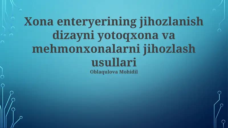 Xona enteryerining jihozlanish dizayni yotoqxona va mehmonxonalarni jihozlash usullari