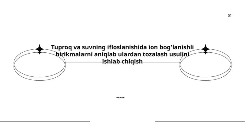 Tuproq va suvning ifloslanishida ion bog'lanishli birikmalarni aniqlab ulardan tozalash usulini ishlab chiqish