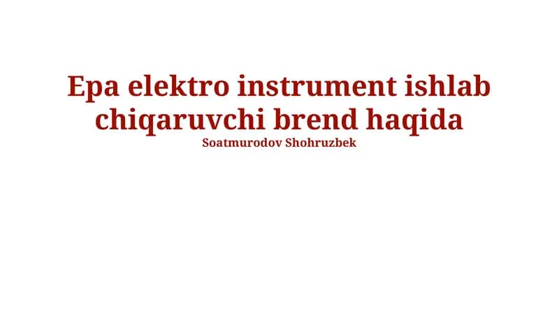 EPA elektr o'lchov asboblar