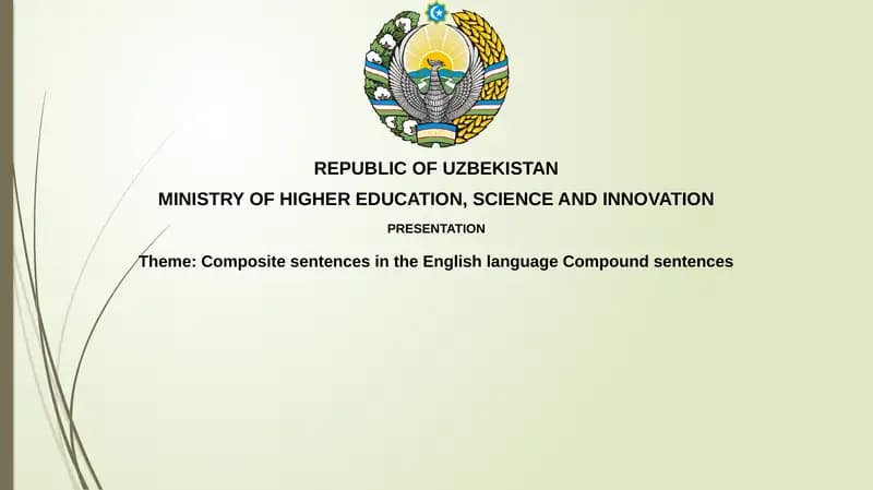 Composite sentences in the English language Compoundsentences