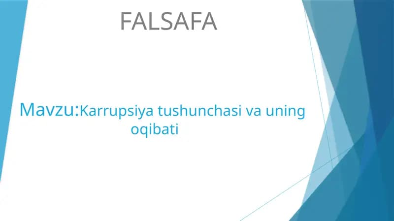 Karrupsiyatushunchasivauningoqibati