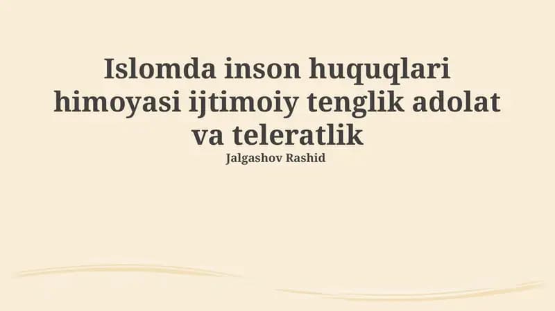 Islomda Inson Huquqlari Himoyasi