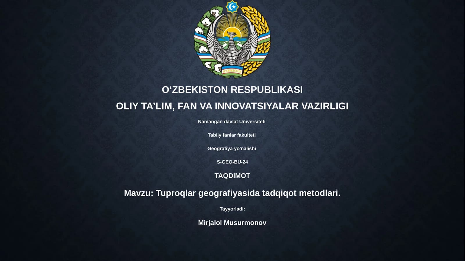 Tuproqlar geografiyasida tadqiqot metodlari