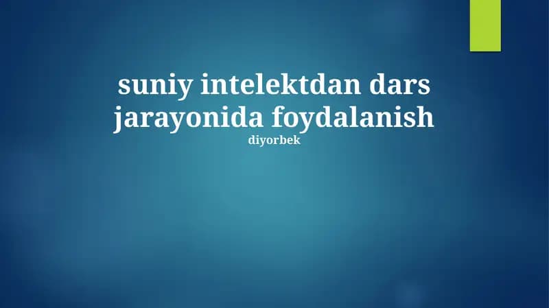 Sun'iy Intellektning Turikasi va Tarifi